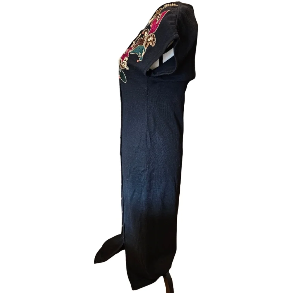 Carole Little Black Beaded Embroidered Dress - Picture 4 of 6